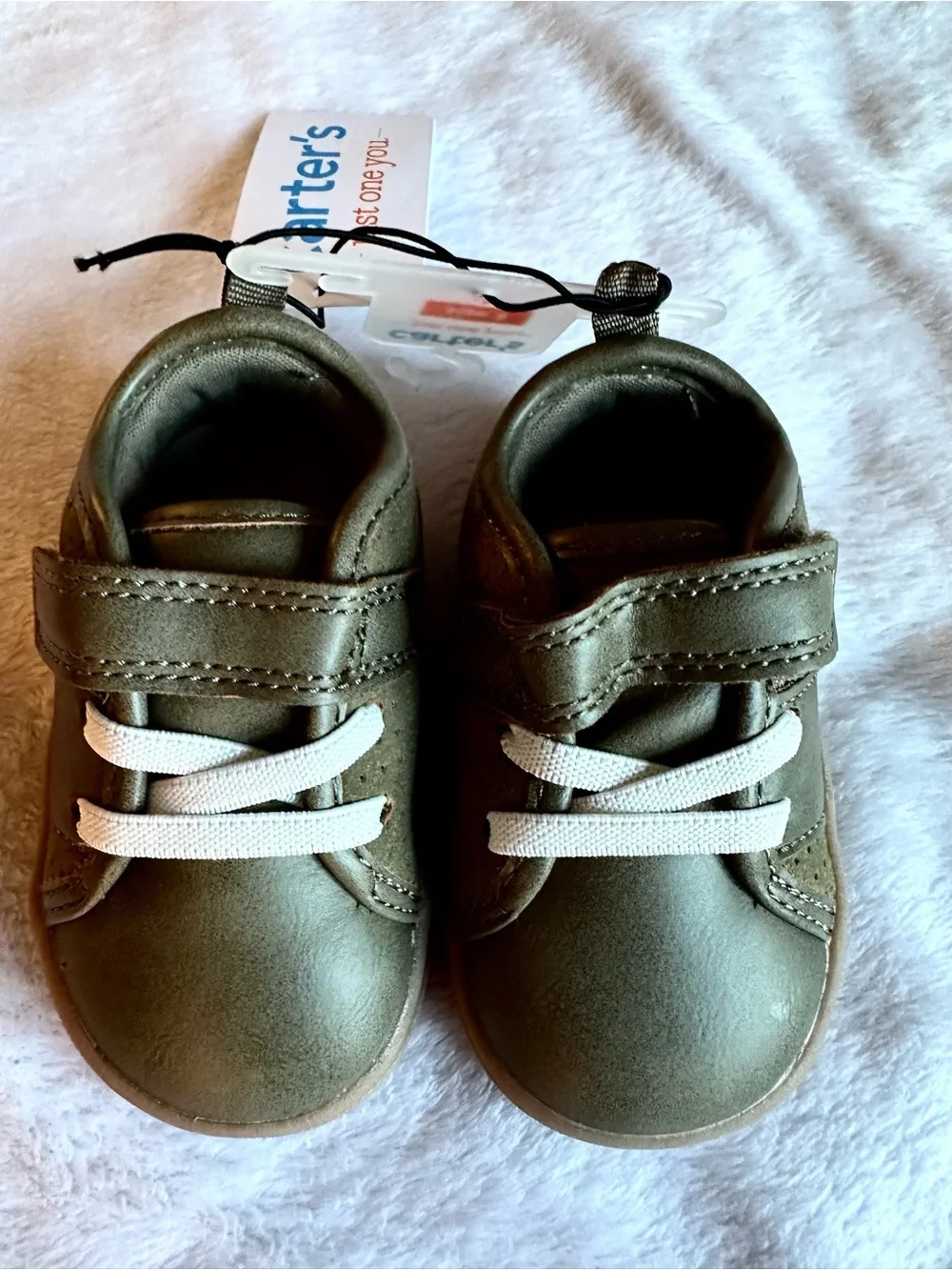Carter's Olive Green Baby Walker Shoes with White Laces